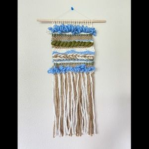 12x23” blue green tan handmade wall tapestry !